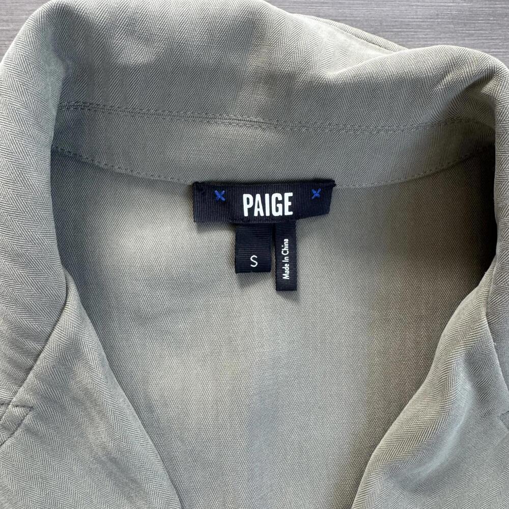 PAIGE Sage Green Teared and Belted Dress Size S - Picture 2 of 7